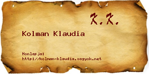 Kolman Klaudia névjegykártya